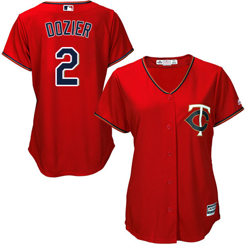 Twins #2 Brian Dozier Red Alternate Women's Stitched MLB Jersey - Click Image to Close